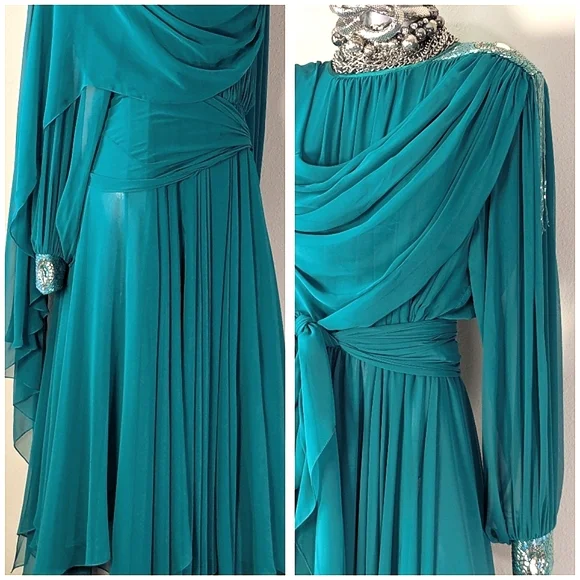 ViNTage Chiffon Fairy Whimsical "Mother of Bride" Evening Wedding Fluid Dress - Picture 1 of 16